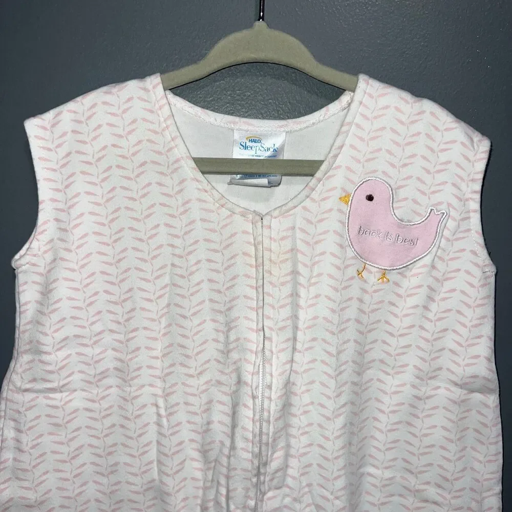Halo Sleepsack Wearable Blanket Medium 6-12m Pink White Bird